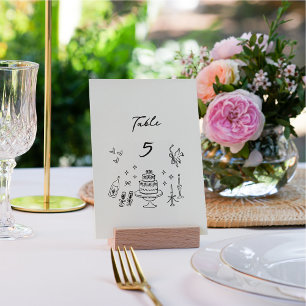 Whimsical Bow, handgezeichnete Hochzeit Tischnummer