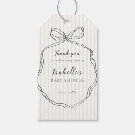 Whimsical Bow Neutral Baby Dusche Geschenkanhänger