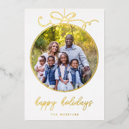 Whimsical Bow Ornament Foto Foil Holiday Card Folien Feiertagskarte