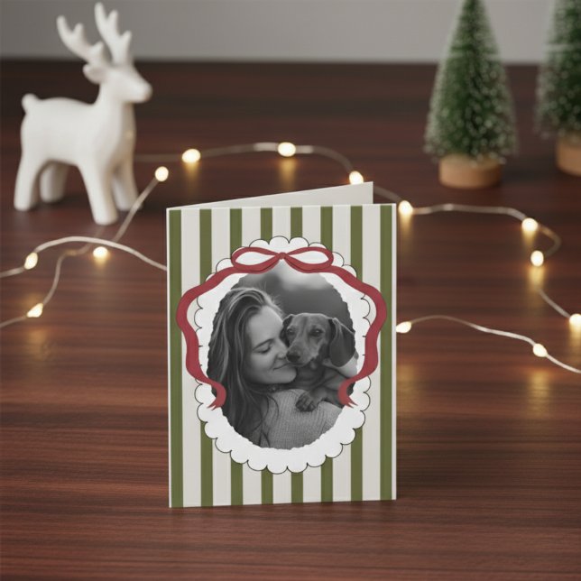 Whimsical Bow Pet Weihnachtskarte Foto Faltkarte Dankeskarte (Send holiday greetings with a personalized touch! )