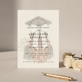 Whimsical Bow Photo Graduation Party Einladung