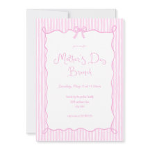 Whimsical Bow Pink Mother's Day Einladung