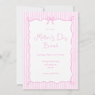 Whimsical Bow Pink Mother's Day Einladung