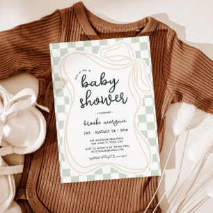 Whimsical Bow Preppy Gender Neutral Baby Dusche Einladung