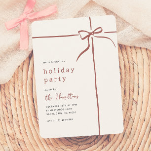 Whimsical Bow   Red Ribbon Weihnachtsfeier Einladung