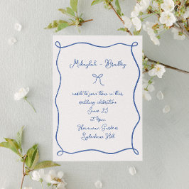 Whimsical Bow & Ribbons French Blue Wedding Einladung