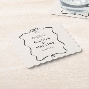 Whimsical Bow Romance Hochzeit Untersetzer