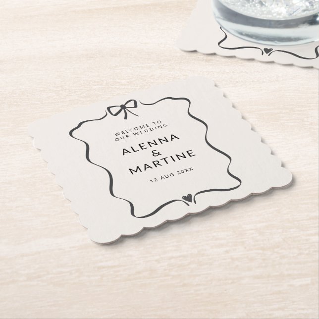 Whimsical Bow Romance Hochzeit  Untersetzer (angewinkelt)