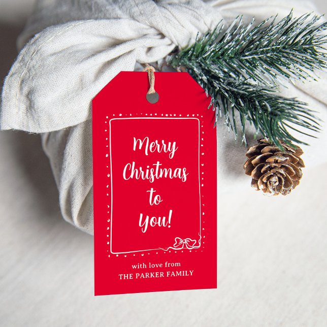 Whimsical Bow | Rot und Weiß frohe Weihnachten Geschenkanhänger (Von Creator hochgeladen)