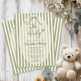 Whimsical Bow Sage Green Baby Shower Einladung