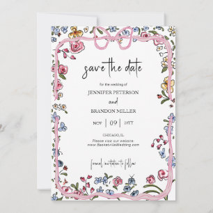 Whimsical Bow Save the Date Foto Einladung