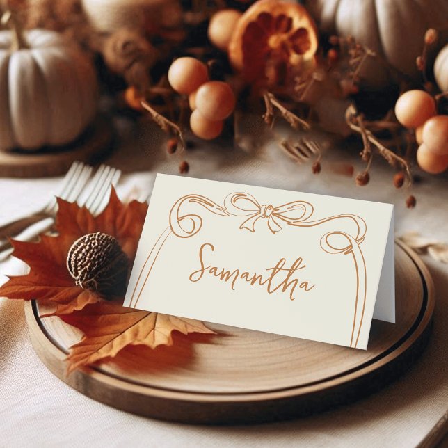 Whimsical Bow Thanksgiving Place Cards Platzkarte (Von Creator hochgeladen)