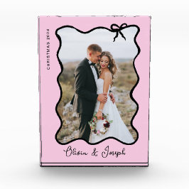 Whimsical Bow | Weich rosa und schwarz Fotoblock