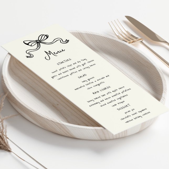 Whimsical Bows Hand Drawn Wedning Dinner Menü Einladung (Von Creator hochgeladen)