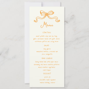 Whimsical Bows Hand Drawn Wedning Dinner Menü Einladung