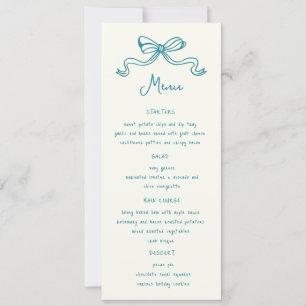 Whimsical Bows Hand Drawn Wedning Dinner Menü Einladung