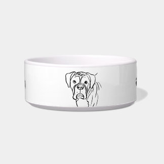 Whimsical Boxer: Bearbeitbare Text-Strichzeichnung Napf