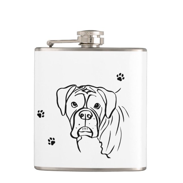 Whimsical Boxer: Bearbeiten von Text Line Art Flachmann (Vorderseite)