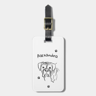 Whimsical Boxer: Bearbeiten von Text Line Art Gepäckanhänger