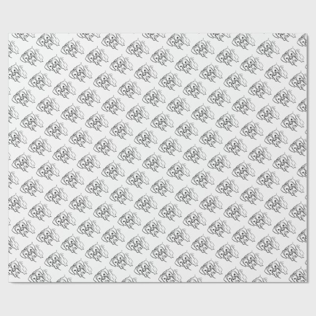 Whimsical Boxer: Bearbeiten von Text Line Art Geschenkpapier (Flach)