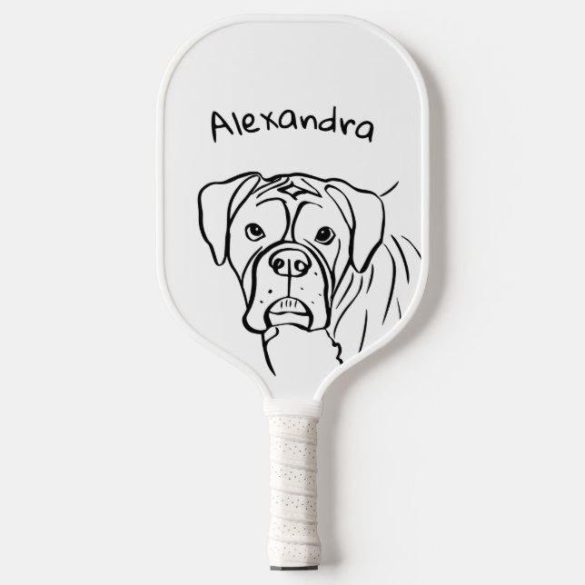 Whimsical Boxer: Bearbeiten von Text Line Art Pickleball Schläger (Vorderseite)