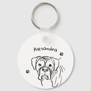 Whimsical Boxer: Bearbeiten von Text Line Art Schlüsselanhänger