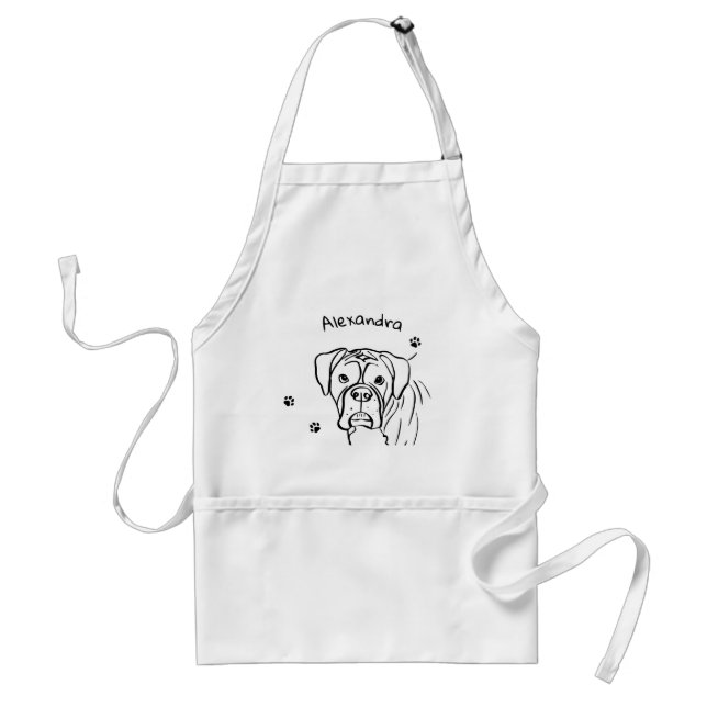 Whimsical Boxer: Bearbeiten von Text Line Art Schürze (Vorne)