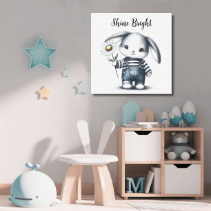 Whimsical Boy Bunny Motivierend Leinwanddruck