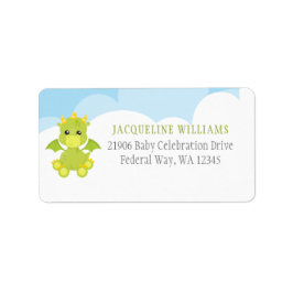 Whimsical Boy Dragon Baby Dusche Adressaufkleber