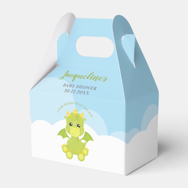 Whimsical Boy Dragon Baby Dusche Geschenkschachtel (Vorderseite)
