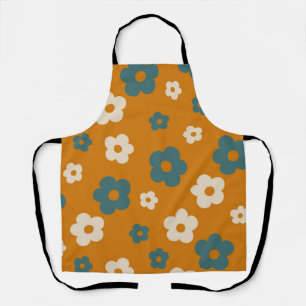 Whimsical Braun- und Blaublüten-Retro, Fröhlich Schürze
