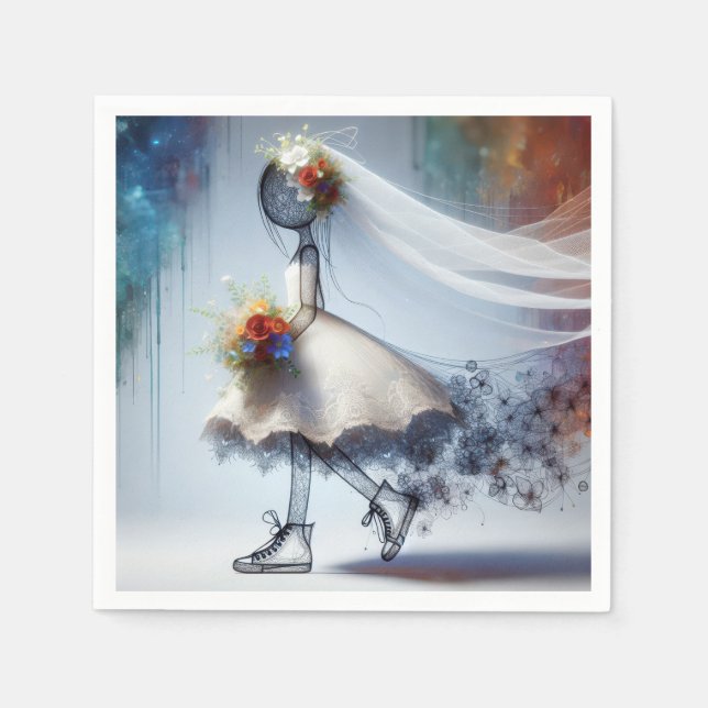 Whimsical Braut in Sneakern Serviette (Vorderseite)