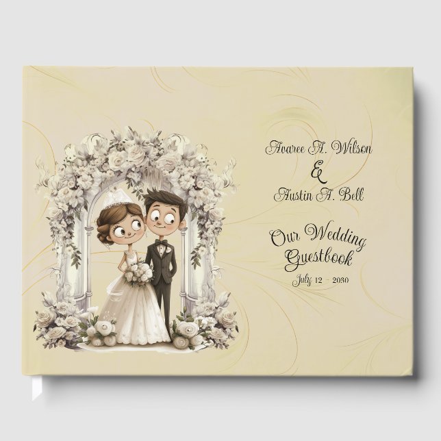 Whimsical Bride Groom Wedding Arch Gästebuch (Vorderseite)