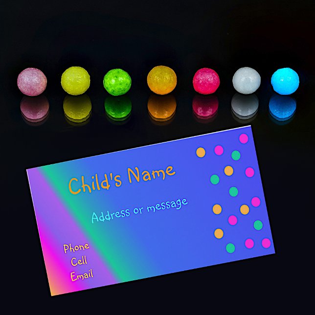 Whimsical Bright Colors Children's Calling Card Telefonnummerkarte (Von Creator hochgeladen)
