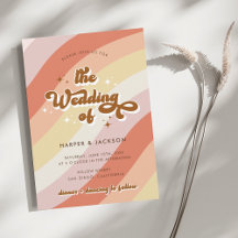 Whimsical Bright Colors Orange Retro 70er Wedding