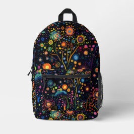 Whimsical Bright farbenfrohe Bäume Bedruckter Rucksack