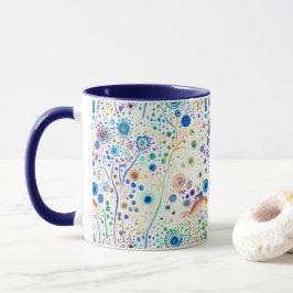 Whimsical Bright farbenfrohe Bäume Blau Tasse