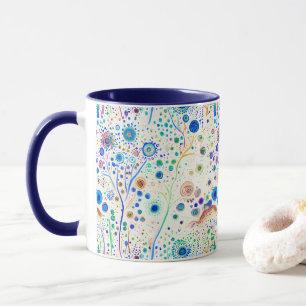 Whimsical Bright farbenfrohe Bäume Blau Tasse