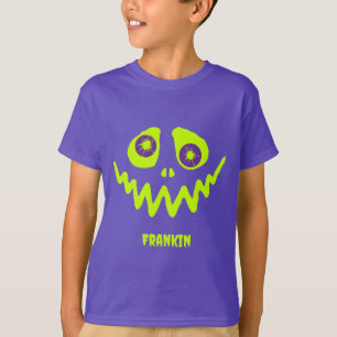 Whimsical Bright Neon Monster Face Halloween T-Shi T-Shirt
