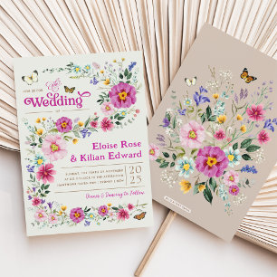 Whimsical Bright Wildblume Meadow Wedding Party Einladung