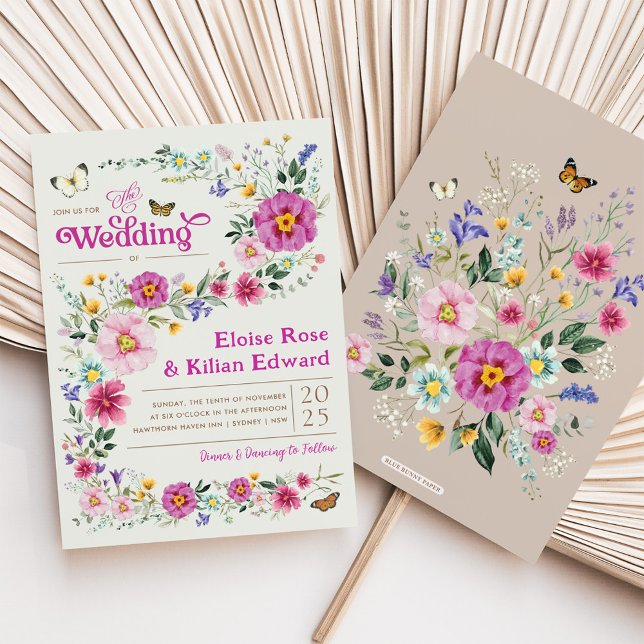 Whimsical Bright Wildblume Meadow Wedding Party Einladung (Von Creator hochgeladen)