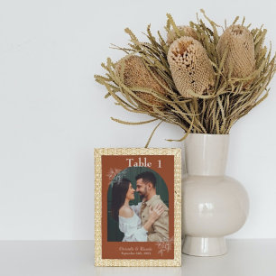 Whimsical Bronze orange Terracotta Hochzeitsdekor Tischnummer