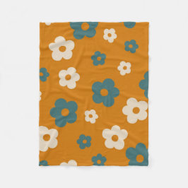 Whimsical Brown & Blue Floral Retro, fröhlich Fleecedecke