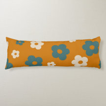 Whimsical Brown & Blue Floral Retro, fröhlich