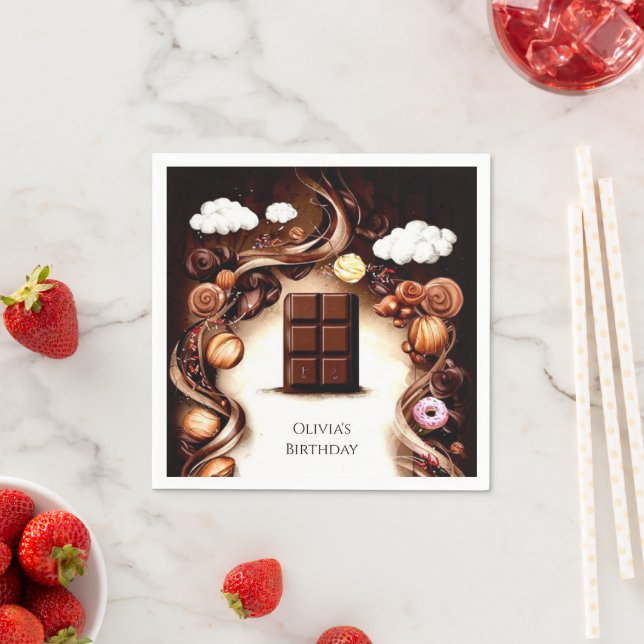 Whimsical Brown Chocolate Geburtstag Serviette (Beispiel)
