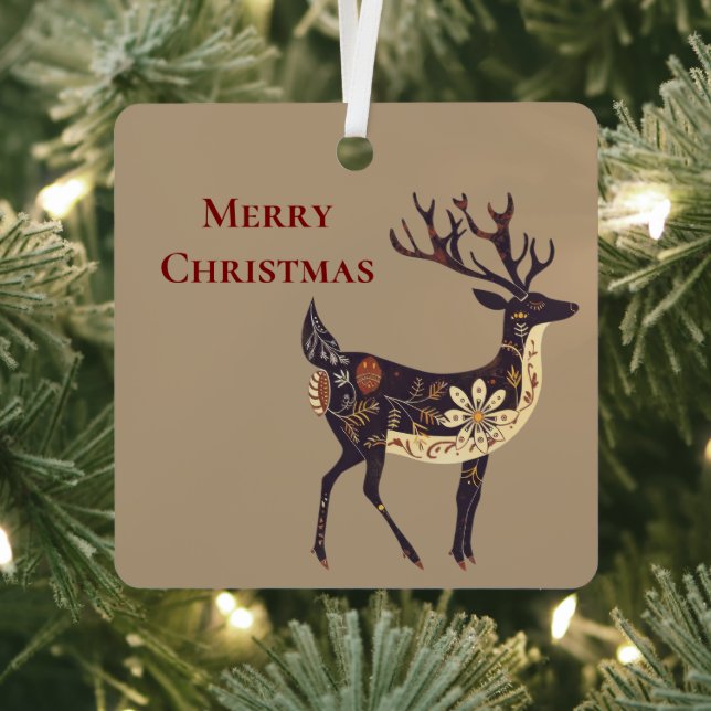 Whimsical Brown Deep Christmas Ornament Aus Metall (InSitu)
