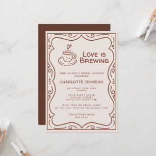 Whimsical Brown Love Is Brewing Brautparty Einladung