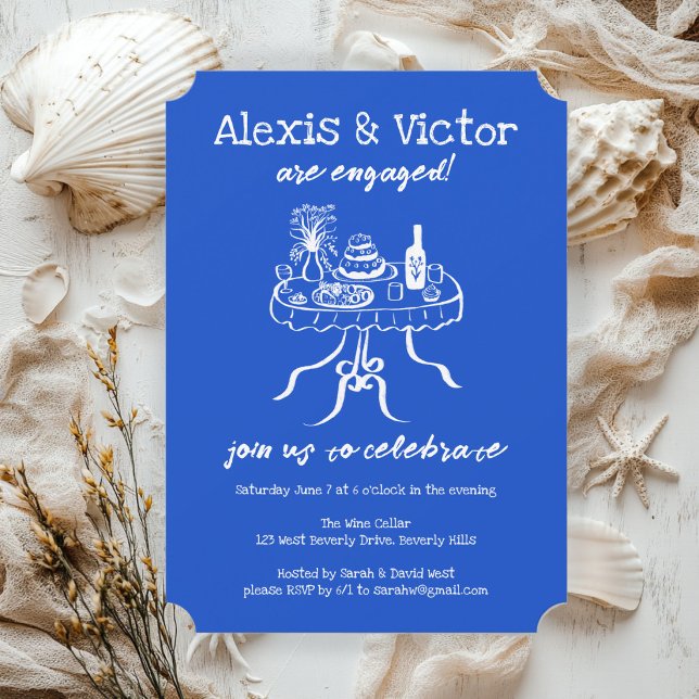 Whimsical Buffet DInner Custom Engagement Party Einladung (Whimsical Sketch Buffet DInner Custom Engagement Party Invitation
)