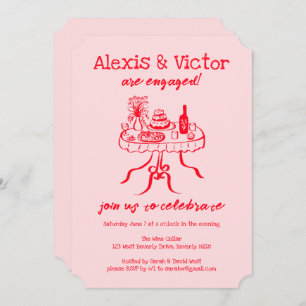 Whimsical Buffet DInner Custom Engagement Party Einladung