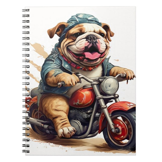 Whimsical Bulldog Chopper Reiten auf einem Motorra Notizblock (Vorderseite)